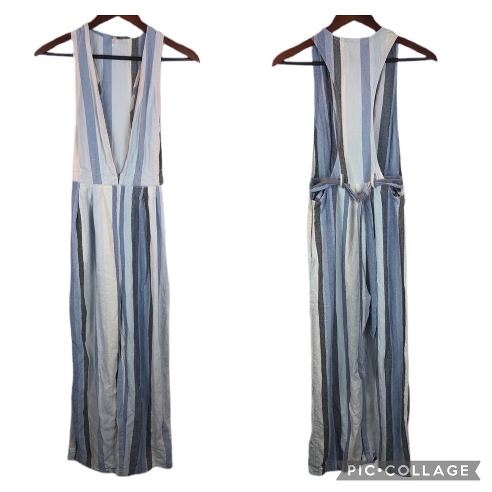 Free People size 2 Jumpsuit Overalls Blue Stripe
